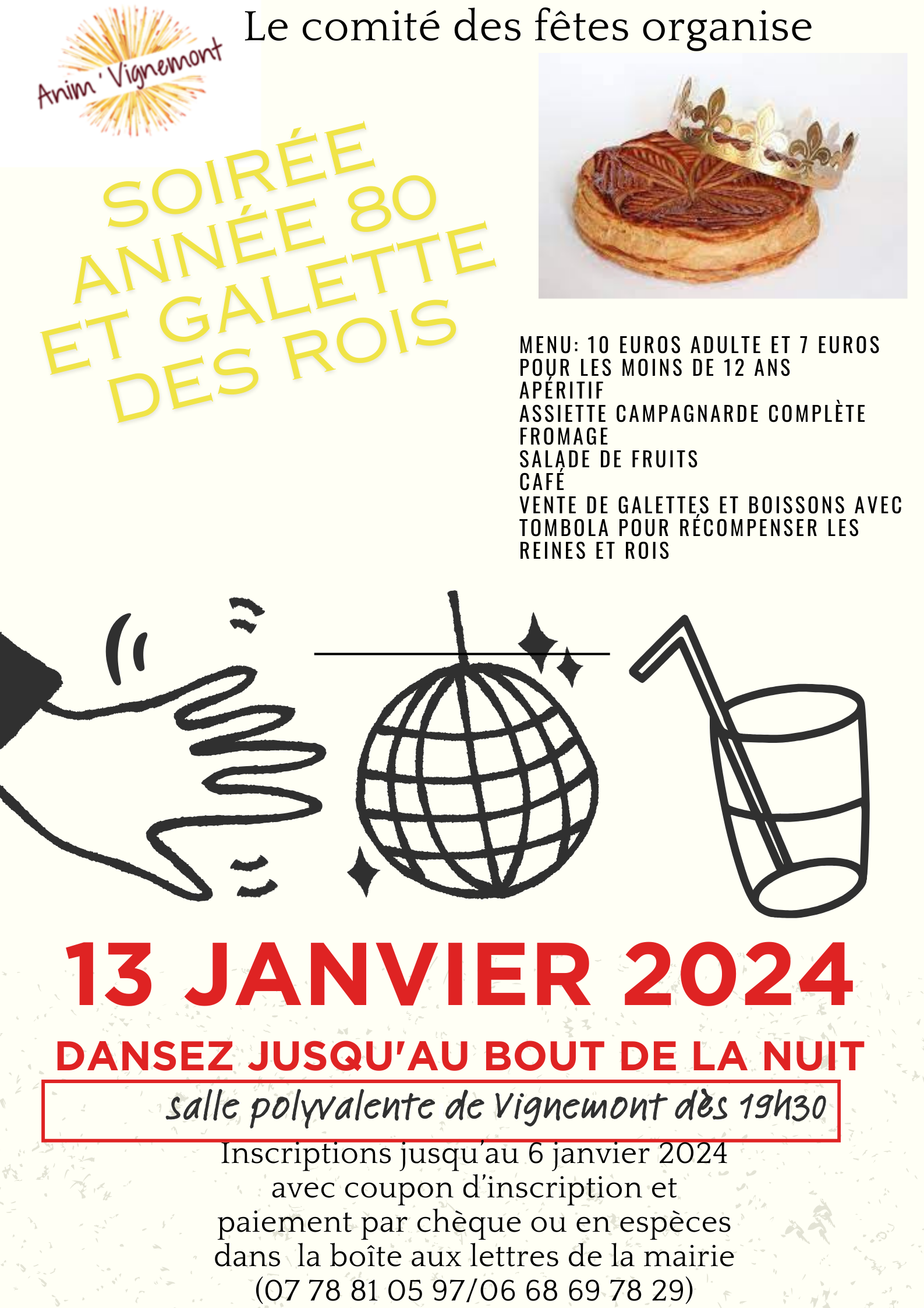 Soirée année 80 et galette des rois – Mairie de Vignemont